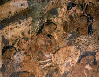 ARTE INDIANA: Affresco nella Grotta Buddista n. 19., II secolo a.C. (affresco)
