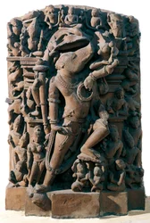 Arte indiana: la divinità indù Vishnu in forma di cinghiale. Da Khajuraho, India. Periodo Chandela