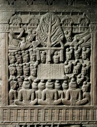 Arte indiana, induismo: bassorilievo che rappresenta spiriti Yaksha, II secolo a.C. Kolkata, Museo Indiano