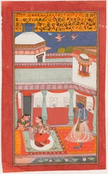 Krishna e Radha con un Sakhi