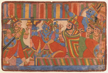 Krishna consiglia i capi dei Pandava, 1830-50 circa