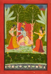Krishna esige un pedaggio dalle gopi