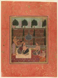 Donne su una terrazza, stile Mughal, c.1700-10