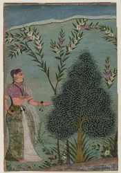 Signora nel deserto, frammento di una pagina da una serie Bhagavata Purana, c.1590-1600