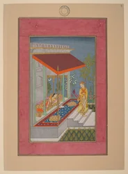 Lalita Ragini, India, Hyderabad, 1760 circa; Johnson Album 37, n. 8 (inchiostro, colori e oro su carta)
