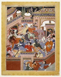 Guidati da Songhur Balkhi e Lulu la spia, gli Ayyar tagliano la gola alle guardie carcerarie e liberano Said Farrukh-Nizhad, 1557 - 1572