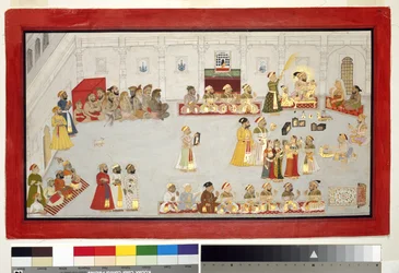 Maharana Sangram Singh con i suoi figli e cortigiani