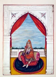 Maharani Chand Kaur, dal Regno del Punjab, i suoi Sovrani e Capi, volume I, un volume di 27 studi ad acquerello di un artista indiano non identificato, c.1840