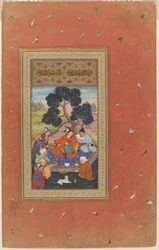 Capo mongolo e attendenti, foglio dal Gulshan Album (Rose Garden album), c.1600