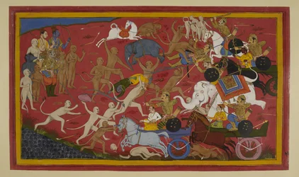 Le scimmie combattono contro i parenti di Rāvaṇa; Aṅgada uccide Narāntaka