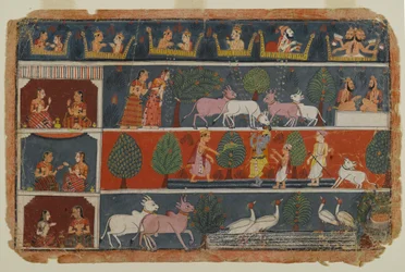 Pagina da una serie dispersa del Bhagavata Purana, c.1680