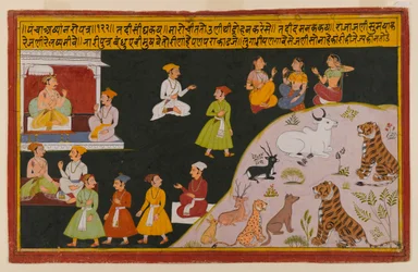 Pagina da una serie Panchakhyana dispersa, c.1720-40
