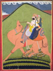 Ritratto di Salim Singh di Pokaran, a cavallo di un cammello con la sua rani, Jodhpur, c.1810-20