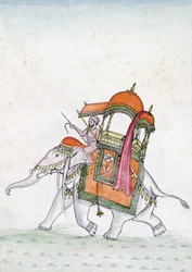 Ritratto di un uomo che cavalca un elefante, inizio XIX secolo