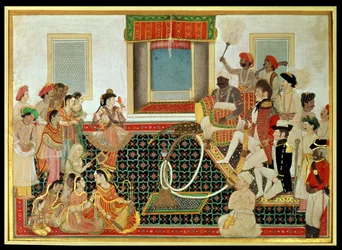 Il principe Mahadaji Sindhia intrattiene un ufficiale dell