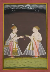 Probabilmente un ritratto di Rana Raj Singh di Udaipur (1661-81) che offre pan a un nobile