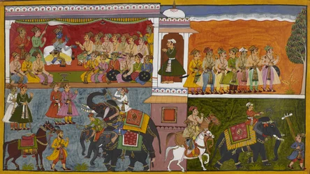 Rāma invia i cortigiani a indagare sulle voci su Sītā, e questi partono a cavallo e con gli elefanti.