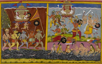 Rāvaṇa avanza per combattere Arjuna, che sconfigge il suo generale Prahasta.