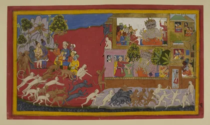 Rāvaṇa inganna Sītā con una testa finta; le scimmie esplorano Laṅkā