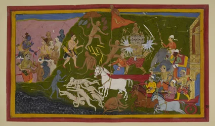 Rāvaṇa ferisce le scimmie; Hanumān e Lakṣmaṇa lo attaccano, sfidandolo