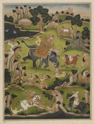 Shah Jahan a caccia, foglio di album staccato