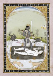 La Dea Kali rappresentata in un dipinto Kangra, Himachal Pradesh, c.1820-5