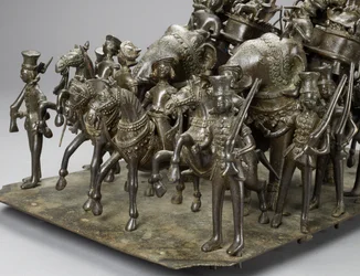 La cavalcata del Re di Oudh che cavalca con il residente britannico su elefanti, c.1820 (dettaglio)
