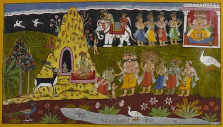 Le creature supplicano Brahmā, che rianima Hanumān, e gli dei gli concedono una grande forza.