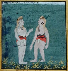 Due yogi con orecchie spaccate (kamphate), mendicanti religiosi, Udaipur (c.1810-20)