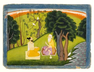 Due saggi in discussione in un paesaggio, c.1785