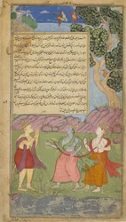 Vol.1 fol.140 Hanuman si avvicina a Tama e Laksmana sotto le sembianze di un asceta