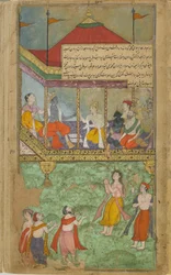 Bharata viene a salutare Rama, acclamato dal popolo di Ayodhya