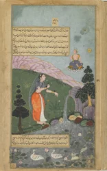 Indra e Surya vedono Rksaraja, trasformato in una bellissima donna, e generano Vali e Sugriva