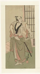 Attore Ichikawa Yaozo II con spada sguainata
