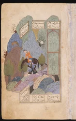 Farhad porta Shirin e il suo cavallo sulle spalle