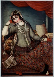Arte iraniana: «Ragazza al ventaglio», dipinto della scuola di Shiraz