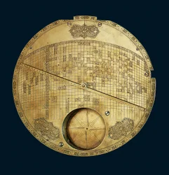 Mappa del mondo centrata su La Mecca, dinastia safavide, da Isfahan
