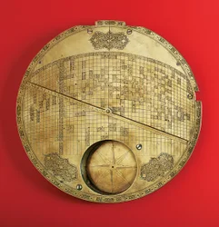 Mappa del mondo centrata su La Mecca, dinastia Safavide, da Isfahan