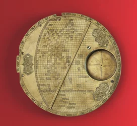 Mappa del mondo centrata su La Mecca, dinastia Safavide, da Isfahan