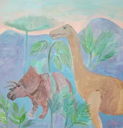 Paesaggio con dinosauri delicati
