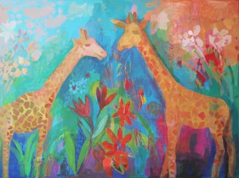 Giraffe della giungla dai colori vivaci