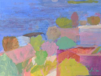 Paesaggio vivace di un villaggio