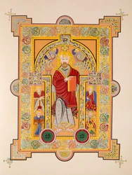 San Matteo, da una copia facsimile del Libro di Kells, pub. da Day & Son