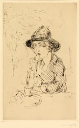 Signora alla tavola della colazione