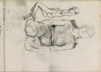 Nudo femminile inginocchiato e sdraiato