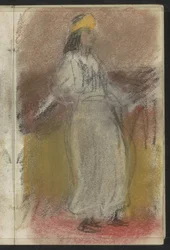 Donna in piedi in abiti orientali