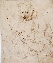Ritratto di una Signora Sconosciuta, formalmente chiamata Lucy Harrington, Contessa di Bedford, uno schizzo per una miniatura (No.3902) c.1605