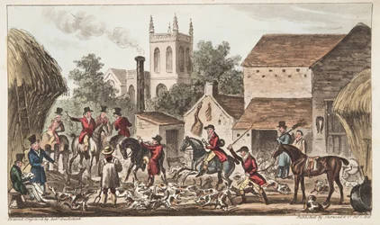 Uscire; Una vista del canile di caccia di Berkeley, da The English Spy, pub. 1824