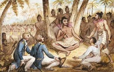 Illustrazione da "I Viaggi del Capitano Cook"