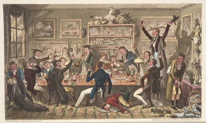Trasporti di Oxford, o esili universitari, da The English Spy, pub. Londra, 1824